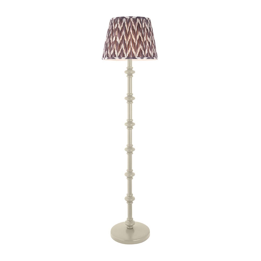 Carnaby And Zigzag 40cm Pearl Grey Shade Floor Lamp Satin Almond White Base