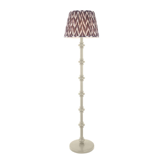 Carnaby And Zigzag 40cm Pearl Grey Shade Floor Lamp Satin Almond White Base