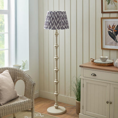 Carnaby And Zigzag 40cm Pearl Grey Shade Floor Lamp Satin Almond White Base