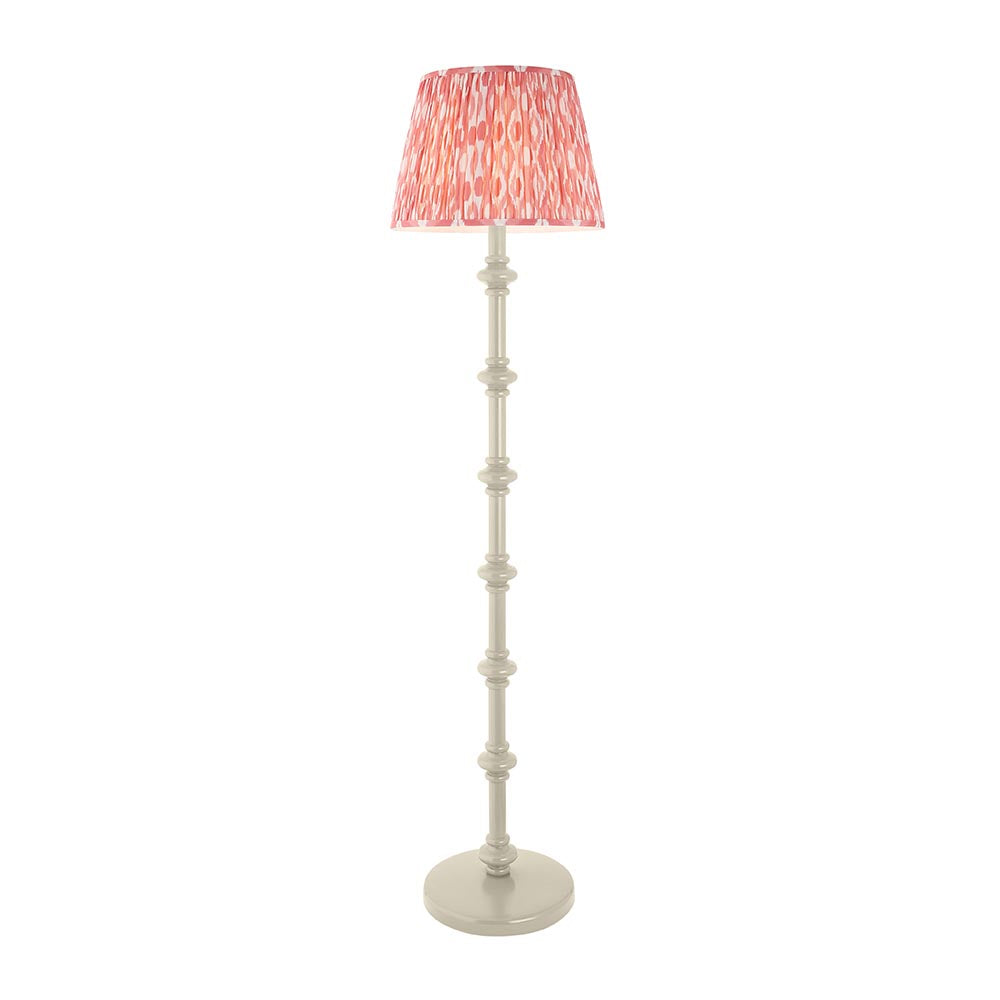 Carnaby And Ikat 40cm Coral Pink Shade Floor Lamp With Satin Almond White Base
