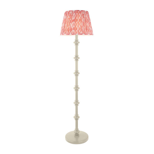 Carnaby And Ikat 40cm Coral Pink Shade Floor Lamp With Satin Almond White Base