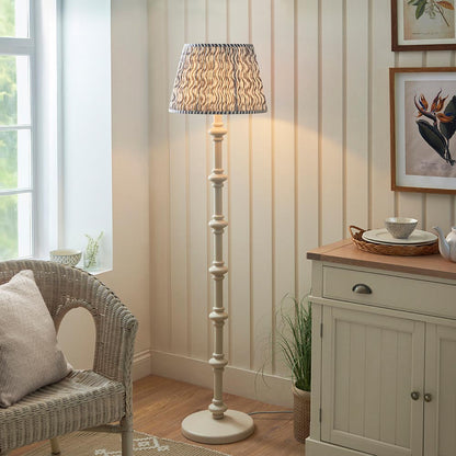 Carnaby And Ripple 40cm Pearl Grey Shade Floor Lamp With Satin Almond White Base