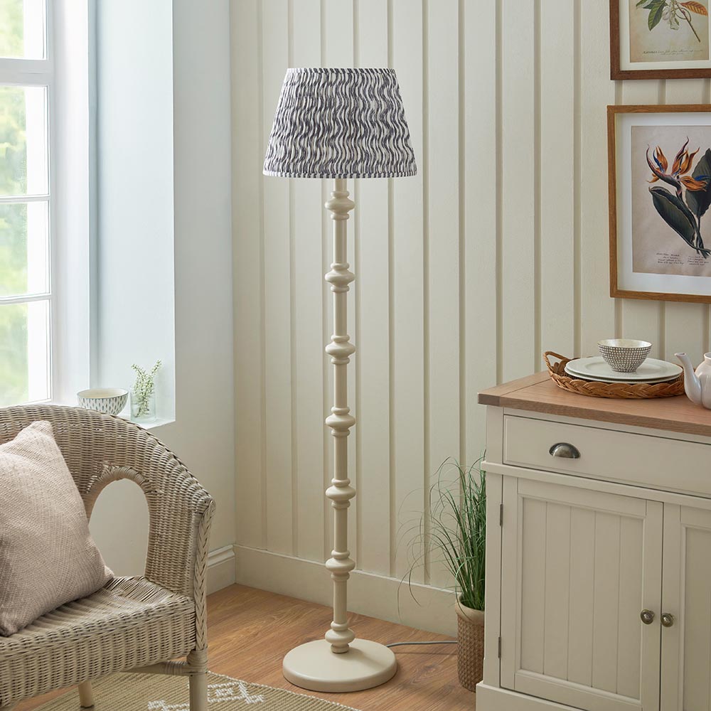 Carnaby And Ripple 40cm Pearl Grey Shade Floor Lamp With Satin Almond White Base