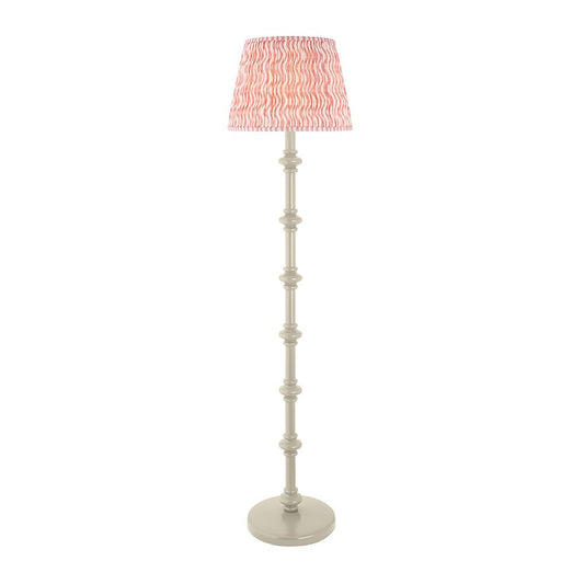 Carnaby And Ripple 40cm Coral Pink Shade Floor Lamp With Satin Almond White Base