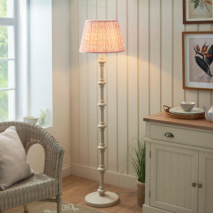 Carnaby And Ripple 40cm Coral Pink Shade Floor Lamp With Satin Almond White Base