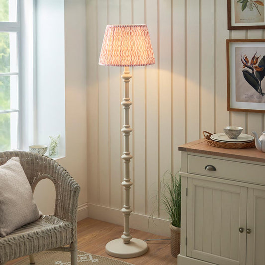 Carnaby And Ripple 40cm Coral Pink Shade Floor Lamp With Satin Almond White Base