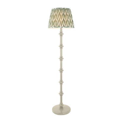 Carnaby And Zigzag 40cm Cotswold Green Shade Floor Lamp Satin Almond White Base