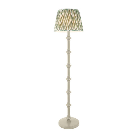 Carnaby And Zigzag 40cm Cotswold Green Shade Floor Lamp Satin Almond White Base