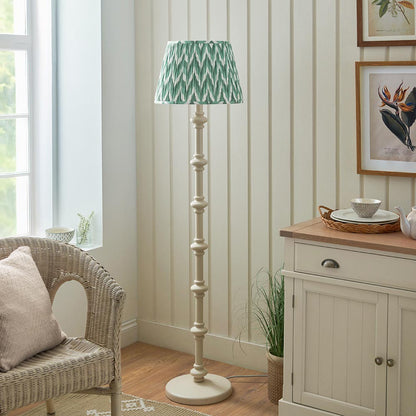 Carnaby And Zigzag 40cm Cotswold Green Shade Floor Lamp Satin Almond White Base