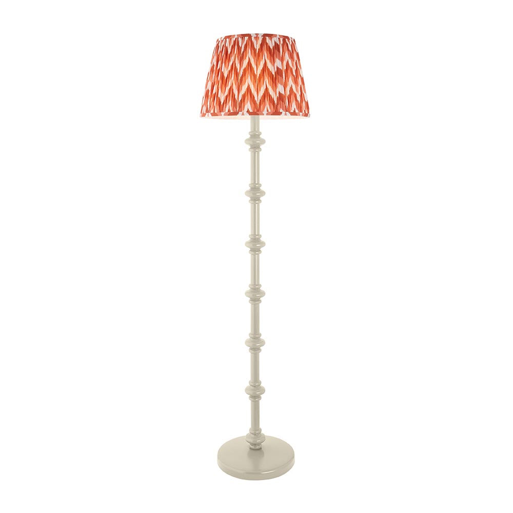Carnaby And Zigzag 40cm Apricot Orange Shade Floor Lamp Satin Almond White Base