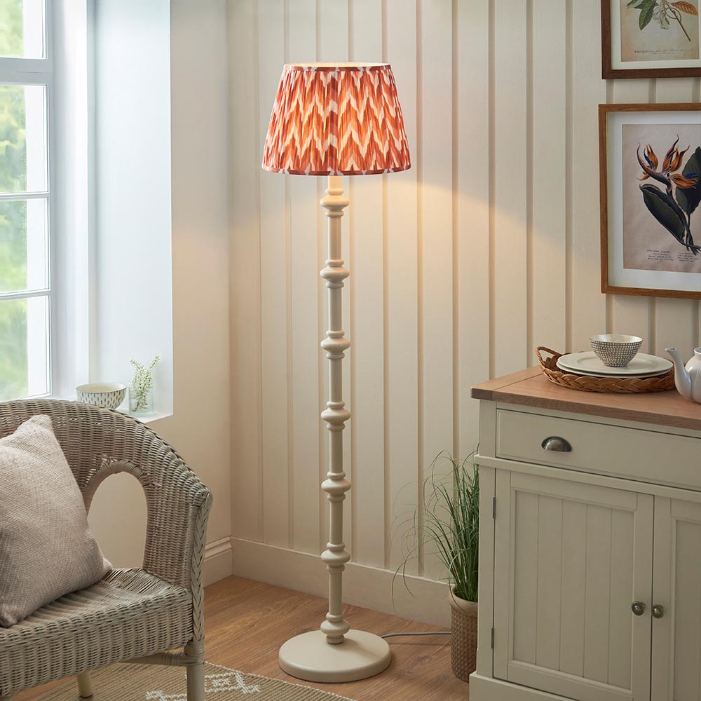 Carnaby And Zigzag 40cm Apricot Orange Shade Floor Lamp Satin Almond White Base