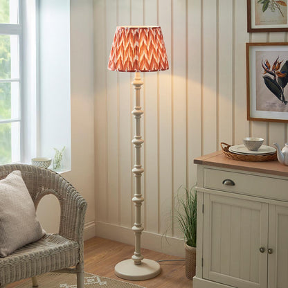 Carnaby And Zigzag 40cm Apricot Orange Shade Floor Lamp Satin Almond White Base