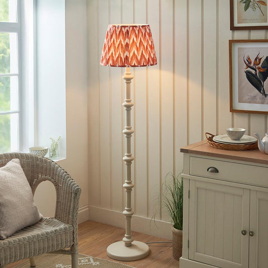 Carnaby And Zigzag 40cm Apricot Orange Shade Floor Lamp Satin Almond White Base