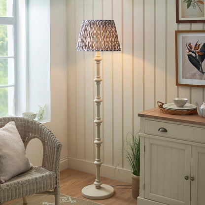 Carnaby And Ikat 40cm Pearl Grey Shade Floor Lamp With Satin Almond White Base