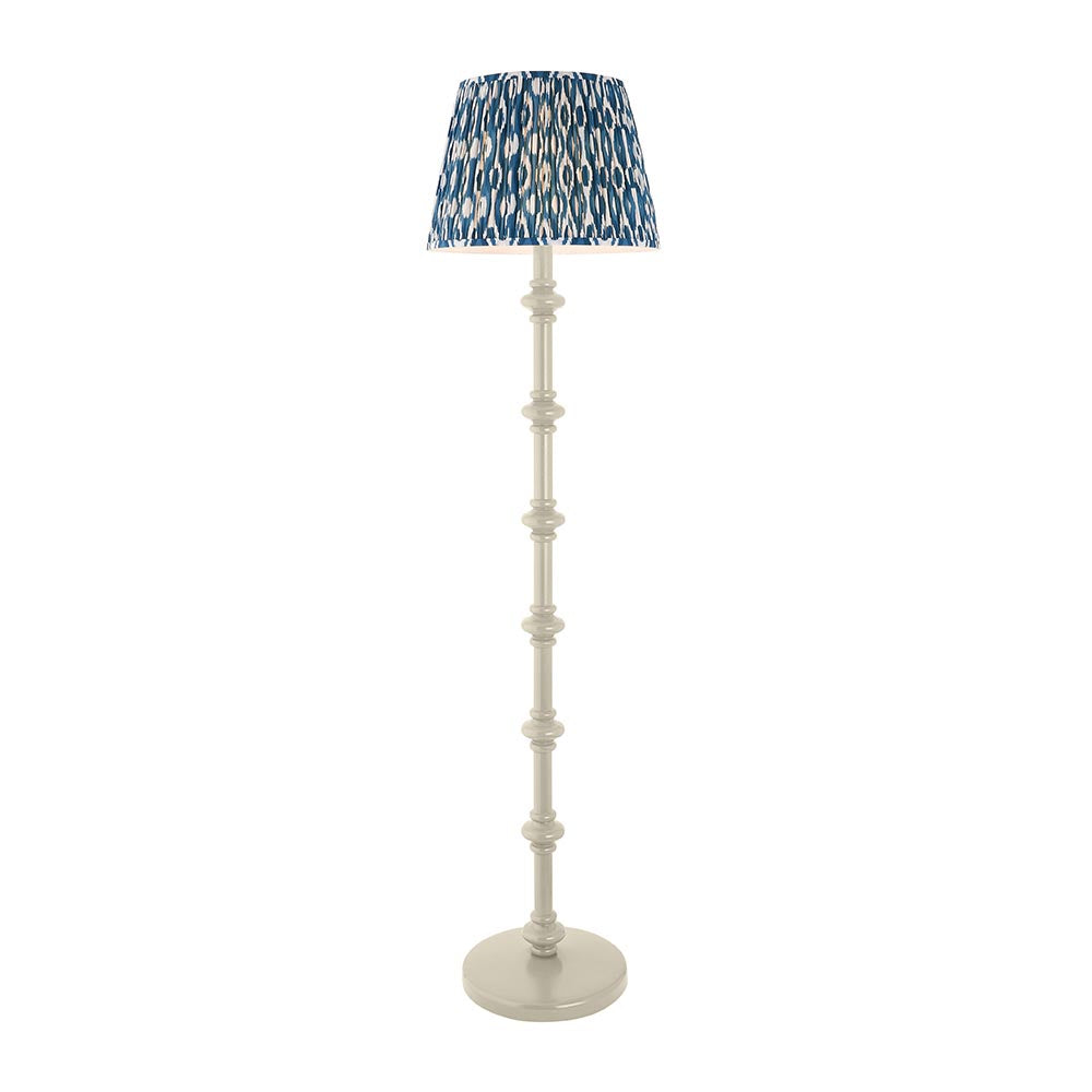 Carnaby And Ikat 40cm Marlin Blue Shade Floor Lamp With Satin Almond White Base