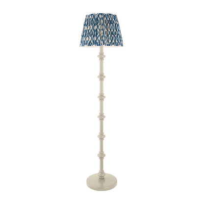 Carnaby And Ikat 40cm Marlin Blue Shade Floor Lamp With Satin Almond White Base