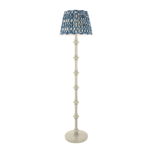 Carnaby And Ikat 40cm Marlin Blue Shade Floor Lamp With Satin Almond White Base