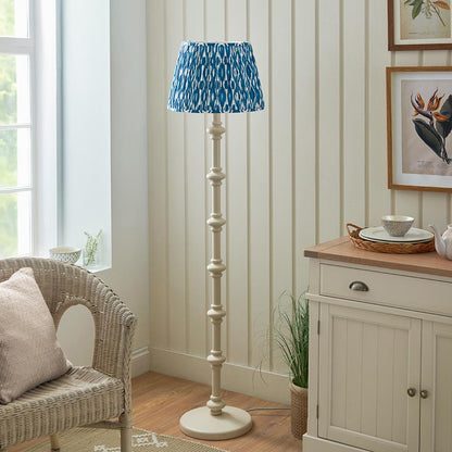 Carnaby And Ikat 40cm Marlin Blue Shade Floor Lamp With Satin Almond White Base