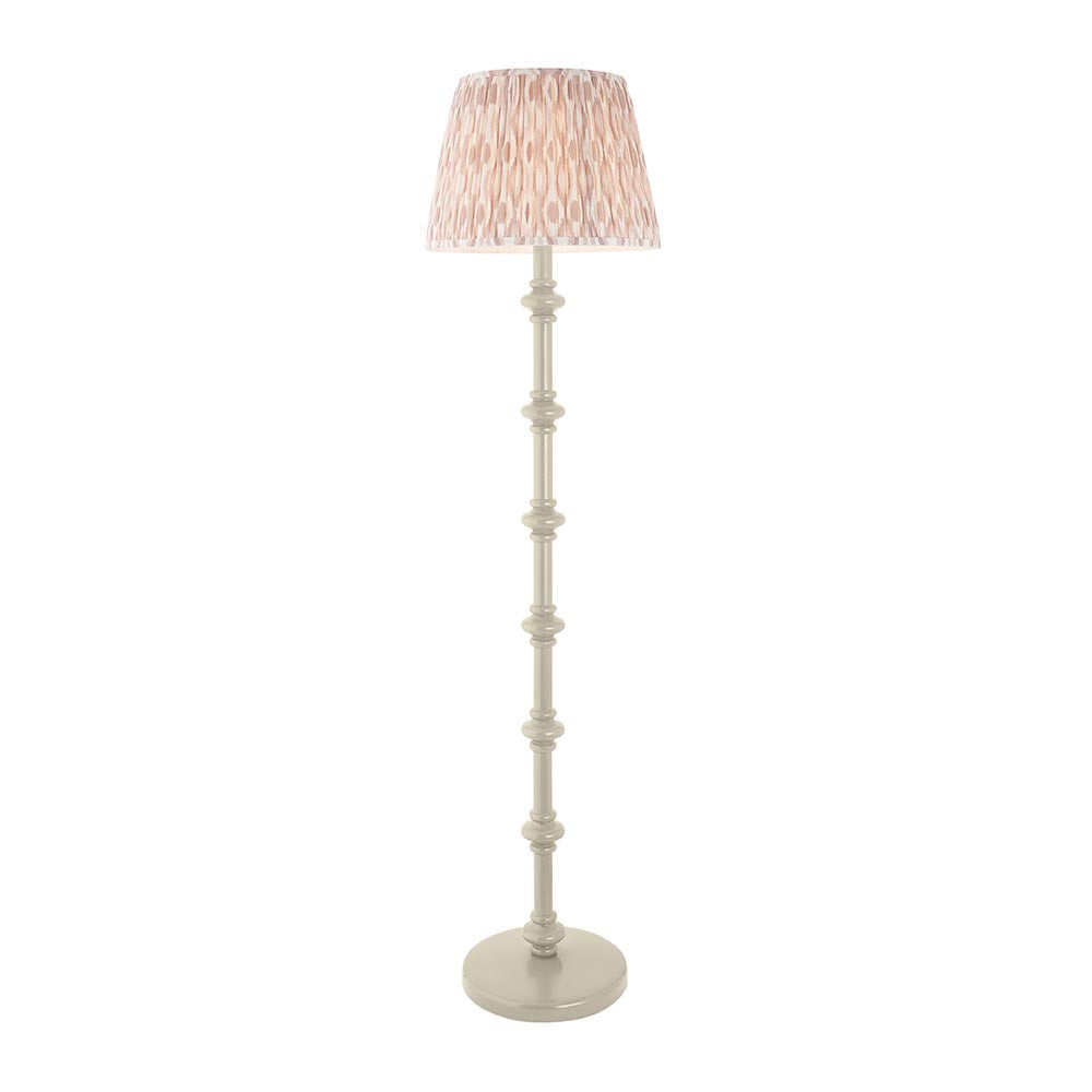 Carnaby And Ikat 40cm Neutral Shade Floor Lamp With Satin Almond White Base