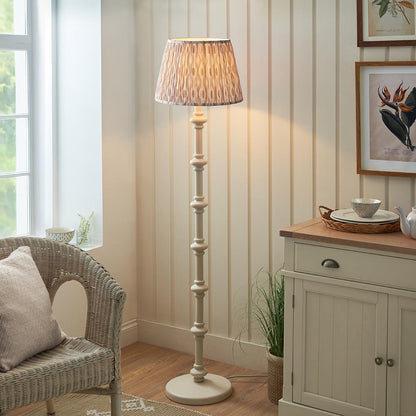 Carnaby And Ikat 40cm Neutral Shade Floor Lamp With Satin Almond White Base