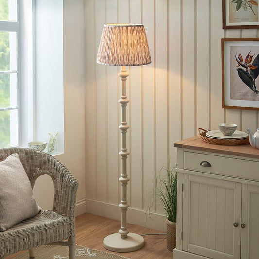 Carnaby And Ikat 40cm Neutral Shade Floor Lamp With Satin Almond White Base