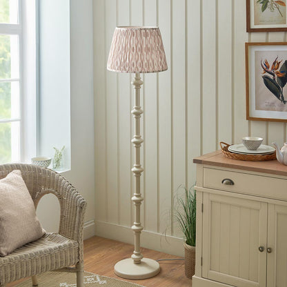 Carnaby And Ikat 40cm Neutral Shade Floor Lamp With Satin Almond White Base