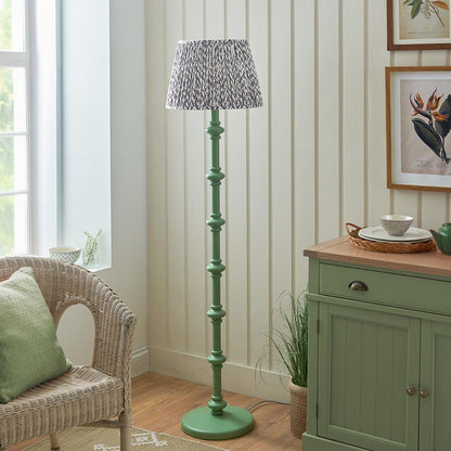 Carnaby And Leaf 40cm Pearl Grey Shade Floor Lamp With Satin Cotswold Green Base