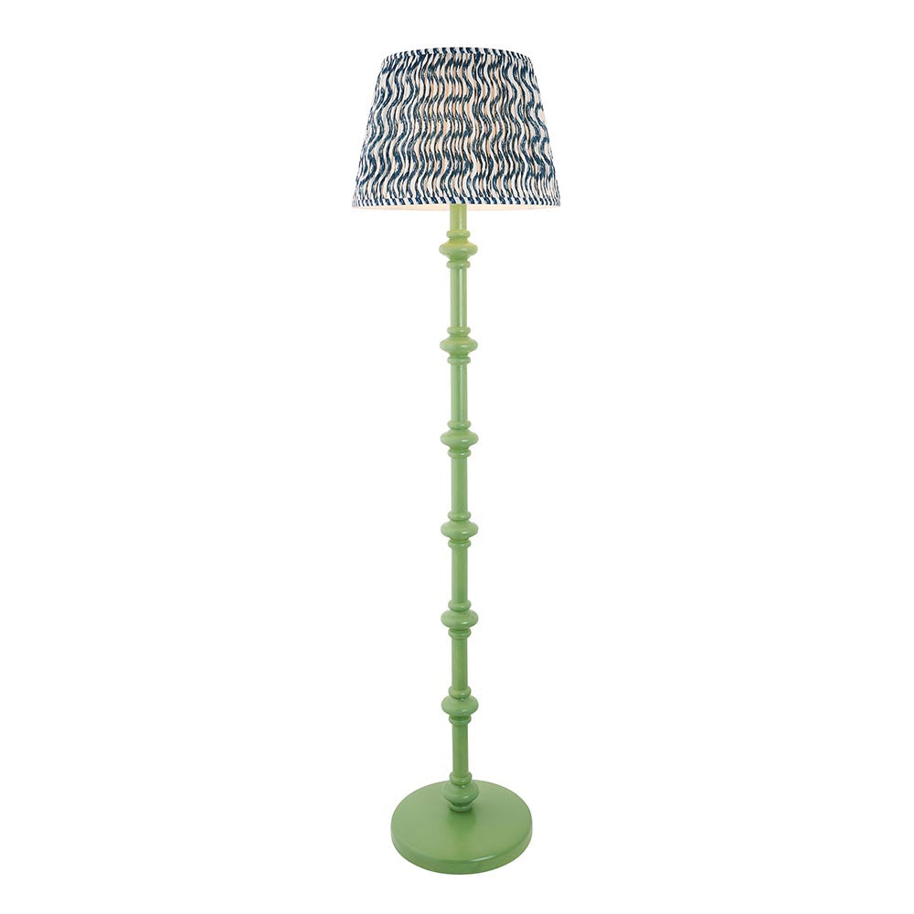 Carnaby And Ripple 40cm Marlin Blue Shade Floor Lamp With Satin Cotswold Green Base