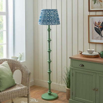 Carnaby And Ripple 40cm Marlin Blue Shade Floor Lamp With Satin Cotswold Green Base