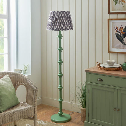 Carnaby And Zigzag 40cm Pearl Grey Shade Floor Lamp Satin Cotswold Green Base