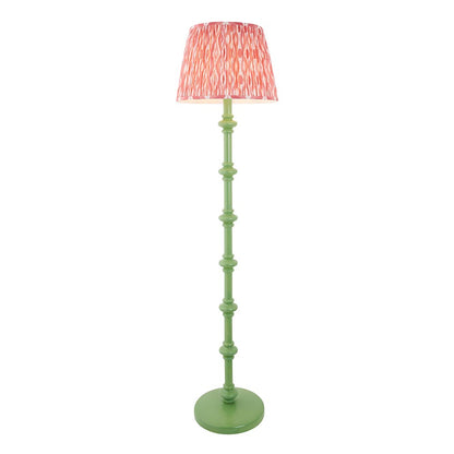 Carnaby And Ikat 40cm Coral Pink Shade Floor Lamp With Satin Cotswold Green Base