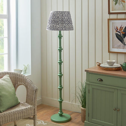 Carnaby And Ripple 40cm Pearl Grey Shade Floor Lamp With Satin Cotswold Green Base