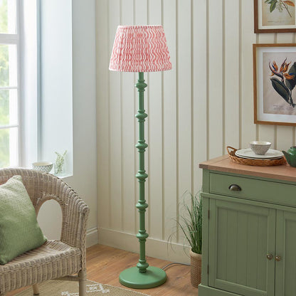 Carnaby And Ripple 40cm Coral Pink Shade Floor Lamp With Satin Cotswold Green Base