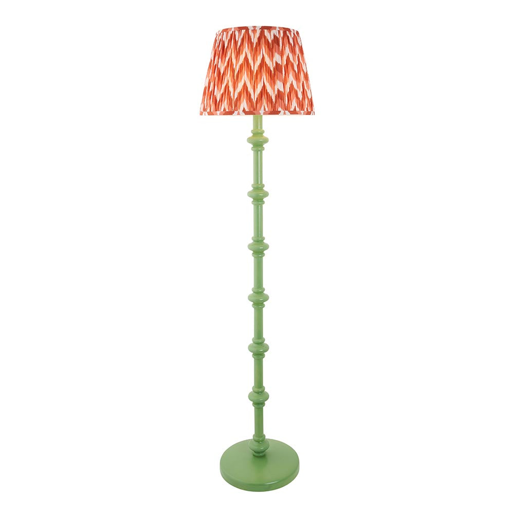 Carnaby And Zigzag 40cm Apricot Orange Shade Floor Lamp Satin Cotswold Green Base