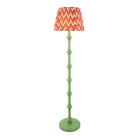 Carnaby And Zigzag 40cm Apricot Orange Shade Floor Lamp Satin Cotswold Green Base