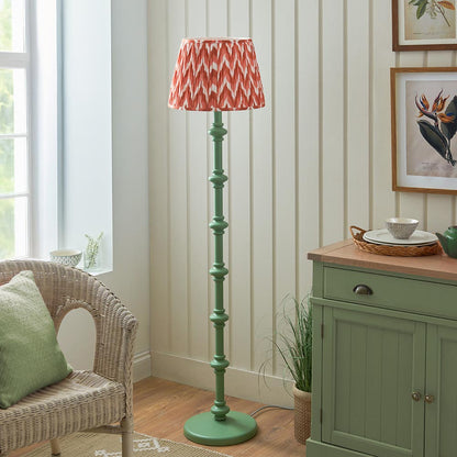 Carnaby And Zigzag 40cm Apricot Orange Shade Floor Lamp Satin Cotswold Green Base