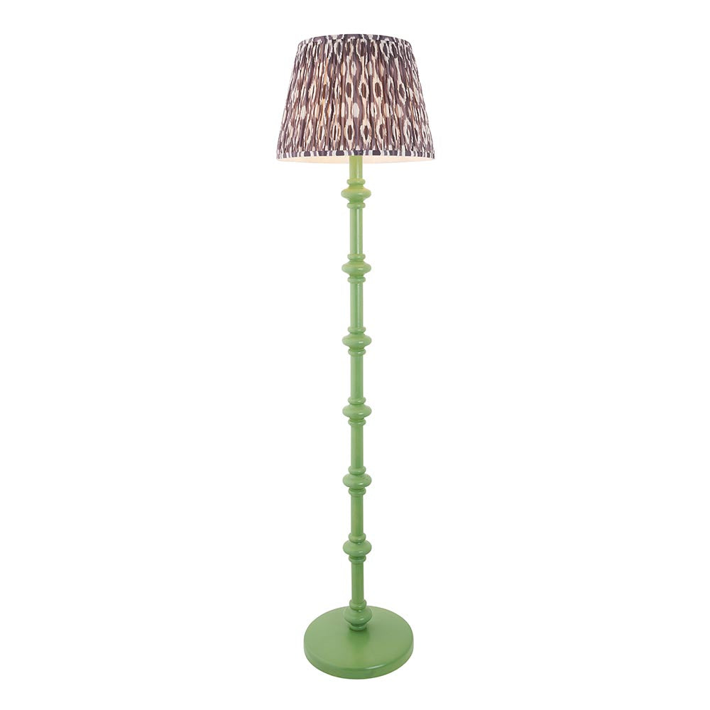 Carnaby And Ikat 40cm Pearl Grey Shade Floor Lamp With Satin Cotswold Green Base