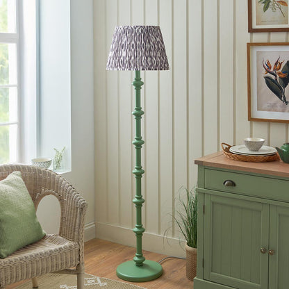 Carnaby And Ikat 40cm Pearl Grey Shade Floor Lamp With Satin Cotswold Green Base