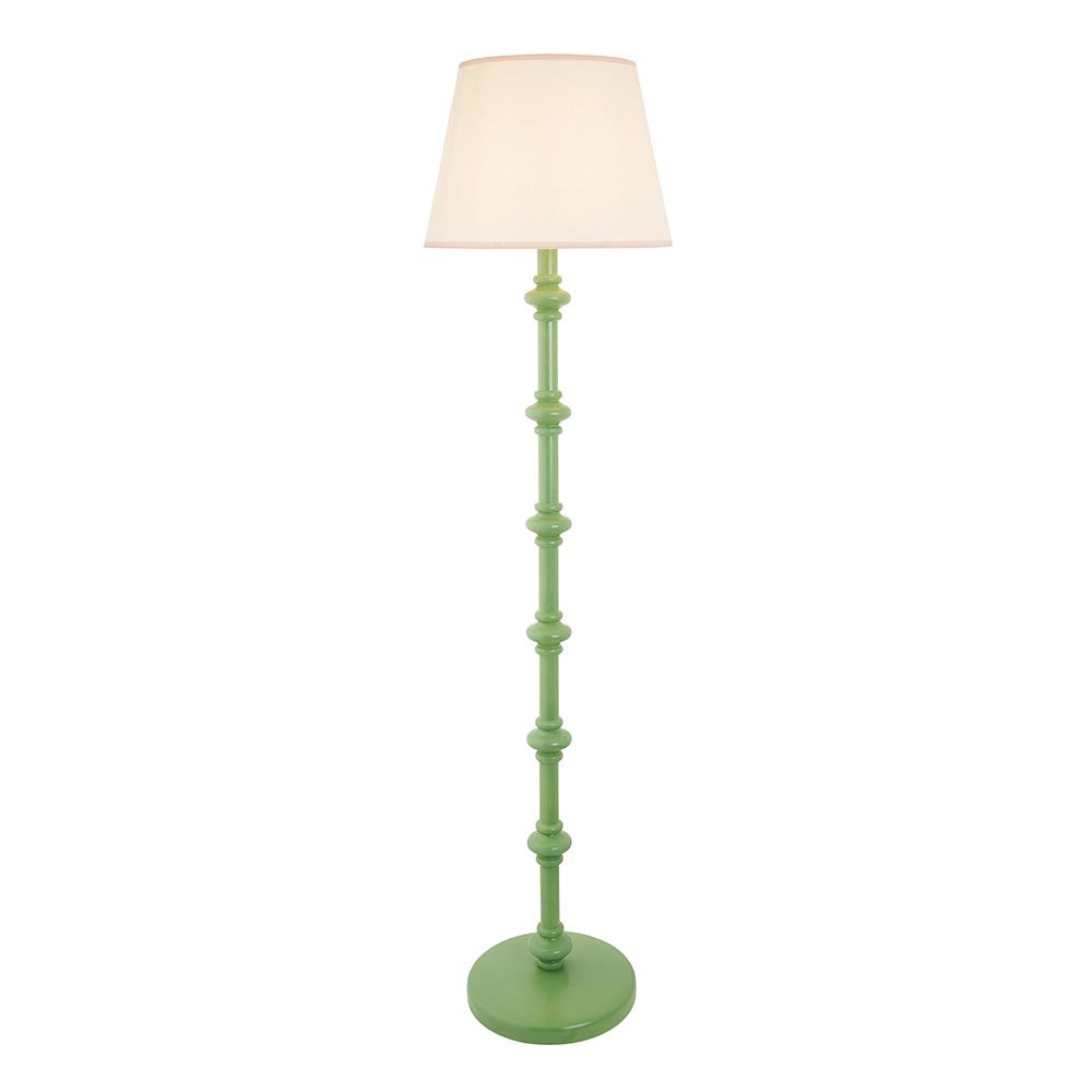 Carnaby And Ivy 40cm Vintage White Shade Floor Lamp With Satin Cotswold Green Base