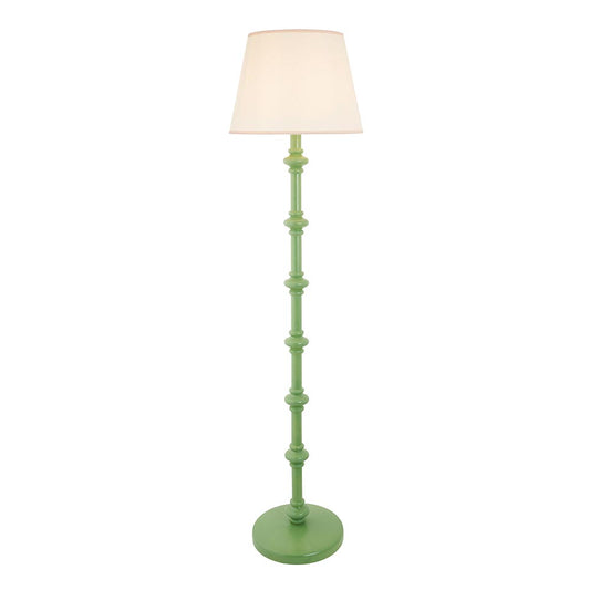 Carnaby And Ivy 40cm Vintage White Shade Floor Lamp With Satin Cotswold Green Base