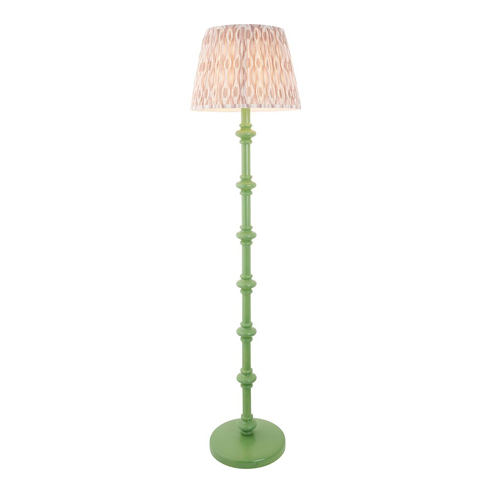 Carnaby And Ikat 40cm Neutral Shade Floor Lamp With Satin Cotswold Green Base