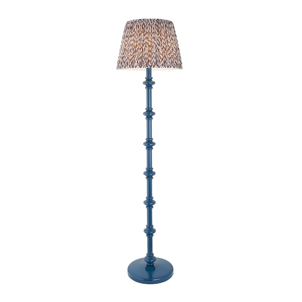 Carnaby And Leaf 40cm Pearl Grey Shade Floor Lamp With Satin Marlin Blue Base