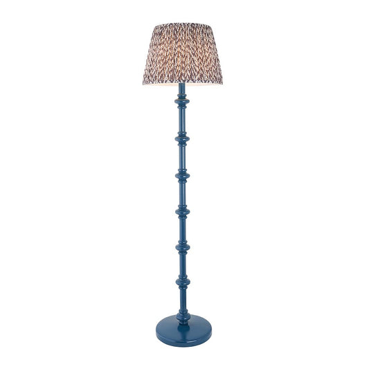Carnaby And Leaf 40cm Pearl Grey Shade Floor Lamp With Satin Marlin Blue Base