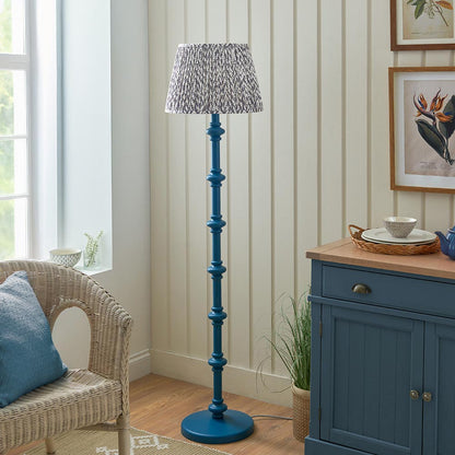 Carnaby And Leaf 40cm Pearl Grey Shade Floor Lamp With Satin Marlin Blue Base