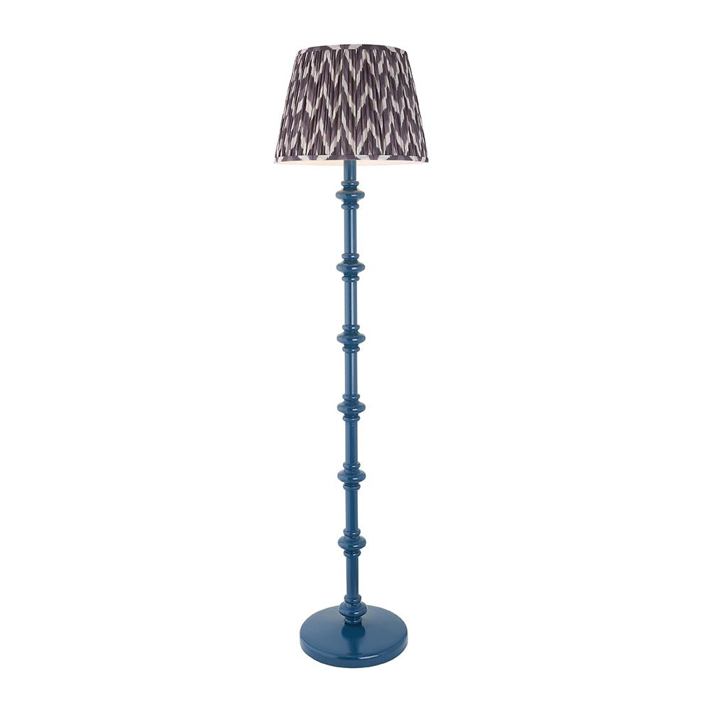 Carnaby And Zigzag 40cm Pearl Grey Shade Floor Lamp Satin Marlin Blue Base