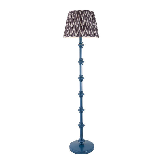 Carnaby And Zigzag 40cm Pearl Grey Shade Floor Lamp Satin Marlin Blue Base