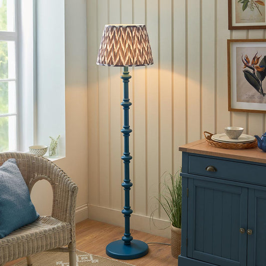 Carnaby And Zigzag 40cm Pearl Grey Shade Floor Lamp Satin Marlin Blue Base