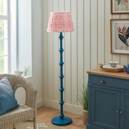 Carnaby And Ripple 40cm Coral Pink Shade Floor Lamp With Satin Marlin Blue Base