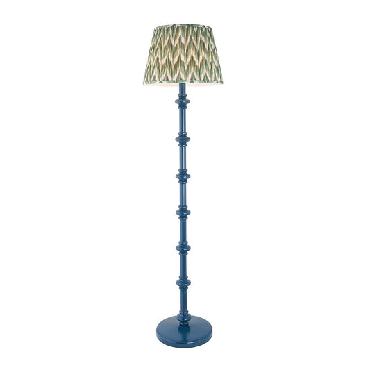 Carnaby And Zigzag 40cm Cotswold Green Shade Floor Lamp Satin Marlin Blue Base
