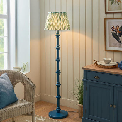 Carnaby And Zigzag 40cm Cotswold Green Shade Floor Lamp Satin Marlin Blue Base